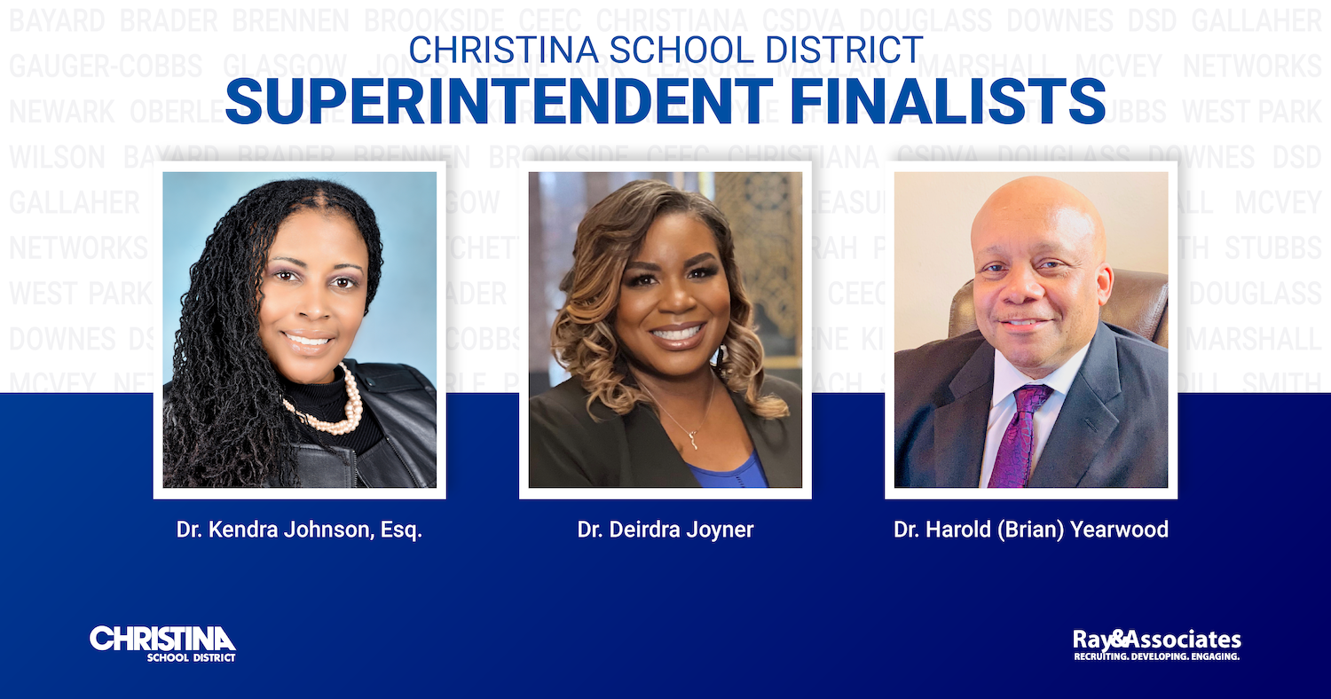 headshots of the 3 finalists for the Christina School District Superintendent Search